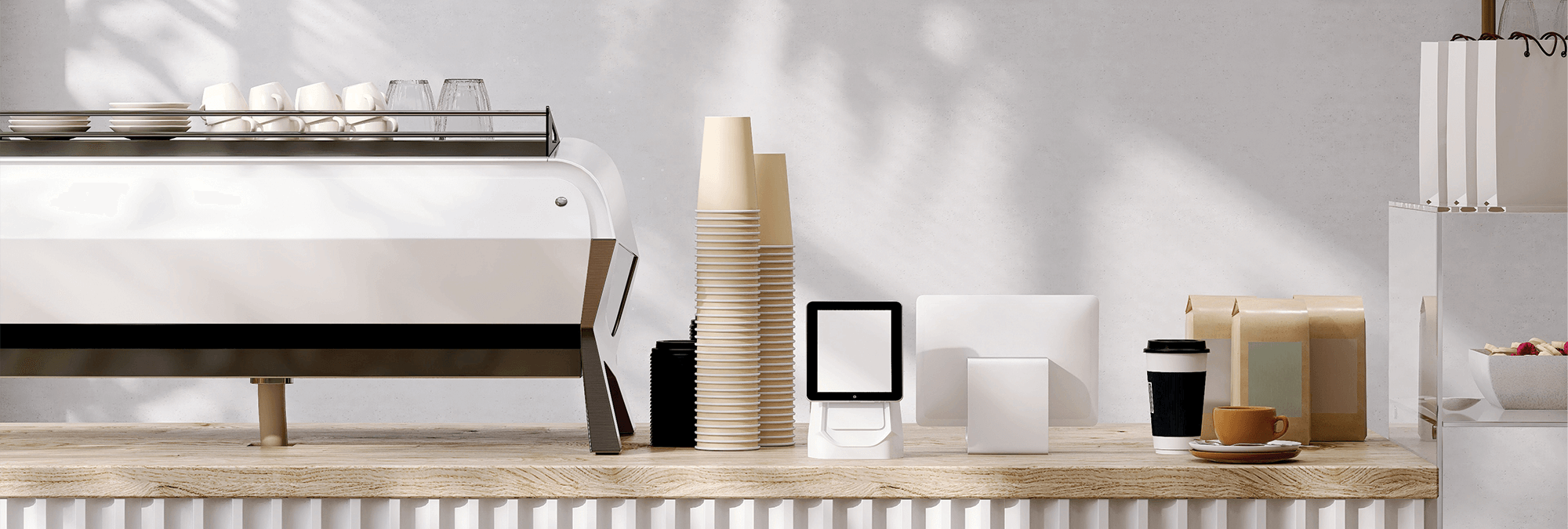 Clean and sorted white cafe