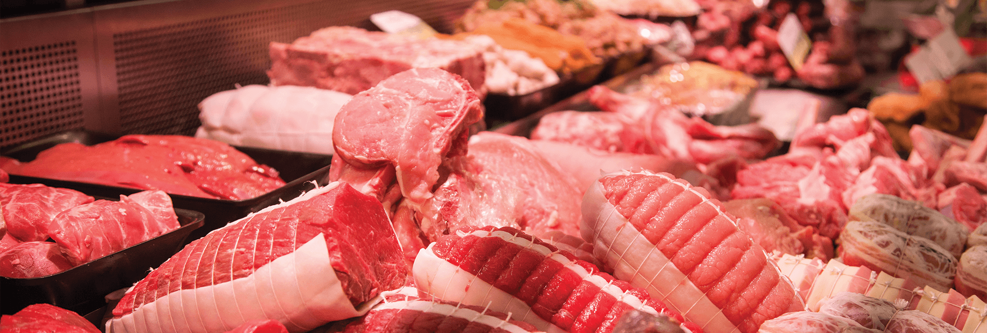 meat selection in butcher shop