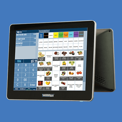 atria pos in light blue background