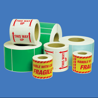 various shipping labels in light blue background