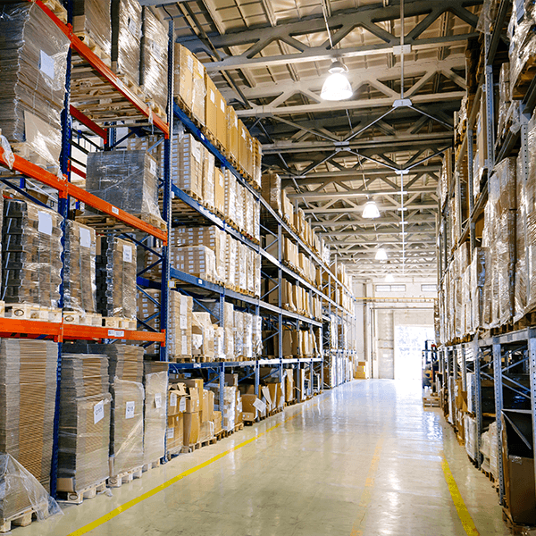 light coming out of a warehouse door on the right